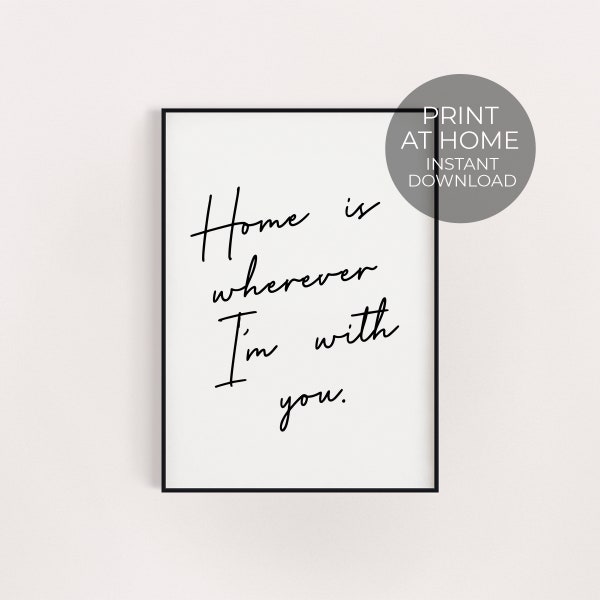 Home is wherever I'm with you digital print at home poster, printable house poster, kitchen housewarming gift, wedding