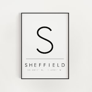 Sheffield print poster co ordinates quote print, typography print, fashion print, Sheffield Gift, Sheffield gift, Housewarming Gift