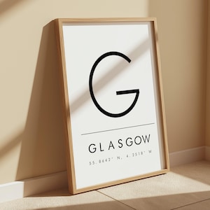 Glasgow Coordinates Print: Modern Typography Art