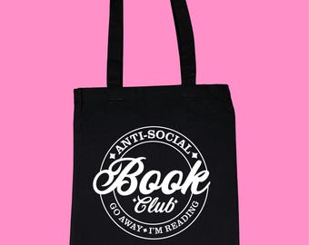 Anti Social Book Club Tote Bag: Feminist Activist Shopping Bag