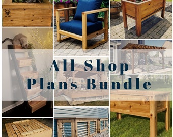 All Shop Plans Bundle / Plans bundle / Pergola plans / Planter box / Raised planter / Garden bed / Ladder planter / Patio chair / Sand box