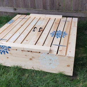 Sandbox plan with benches/Sandbox with Cover/ DIY sandbox plan 48&quot; × 48&quot;