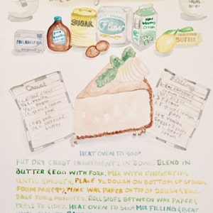 Custom recipe art, Food art, Gift idea for Mother&#39;s Day, Watercolor painting, Kitchen art, Personalized kitchen gift, Housewarming gift