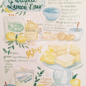 Custom recipe art, Food art, Gift idea for Mother&#39;s Day, Watercolor painting, Kitchen art, Personalized kitchen gift, Housewarming gift