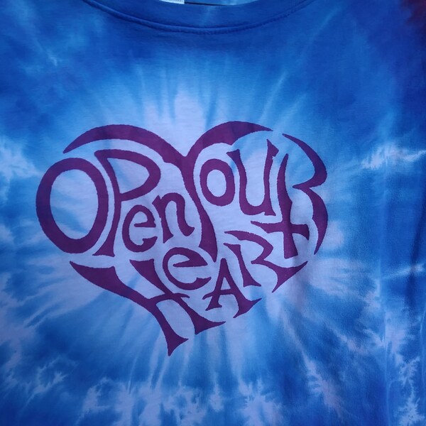 Open Your Heart - Hand Dyed Screen Print - Ladies T-shirt