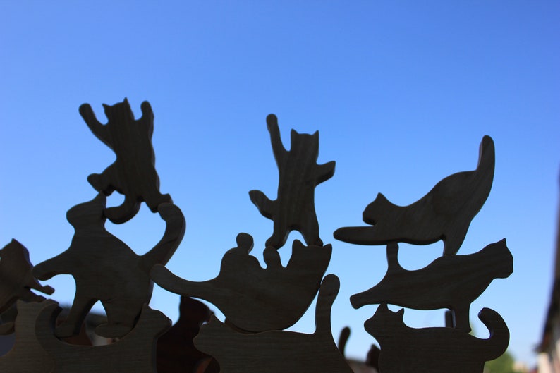 Wooden Cat Stack Wooden Cat Pile Game 12 Pieces in a Set Etsy