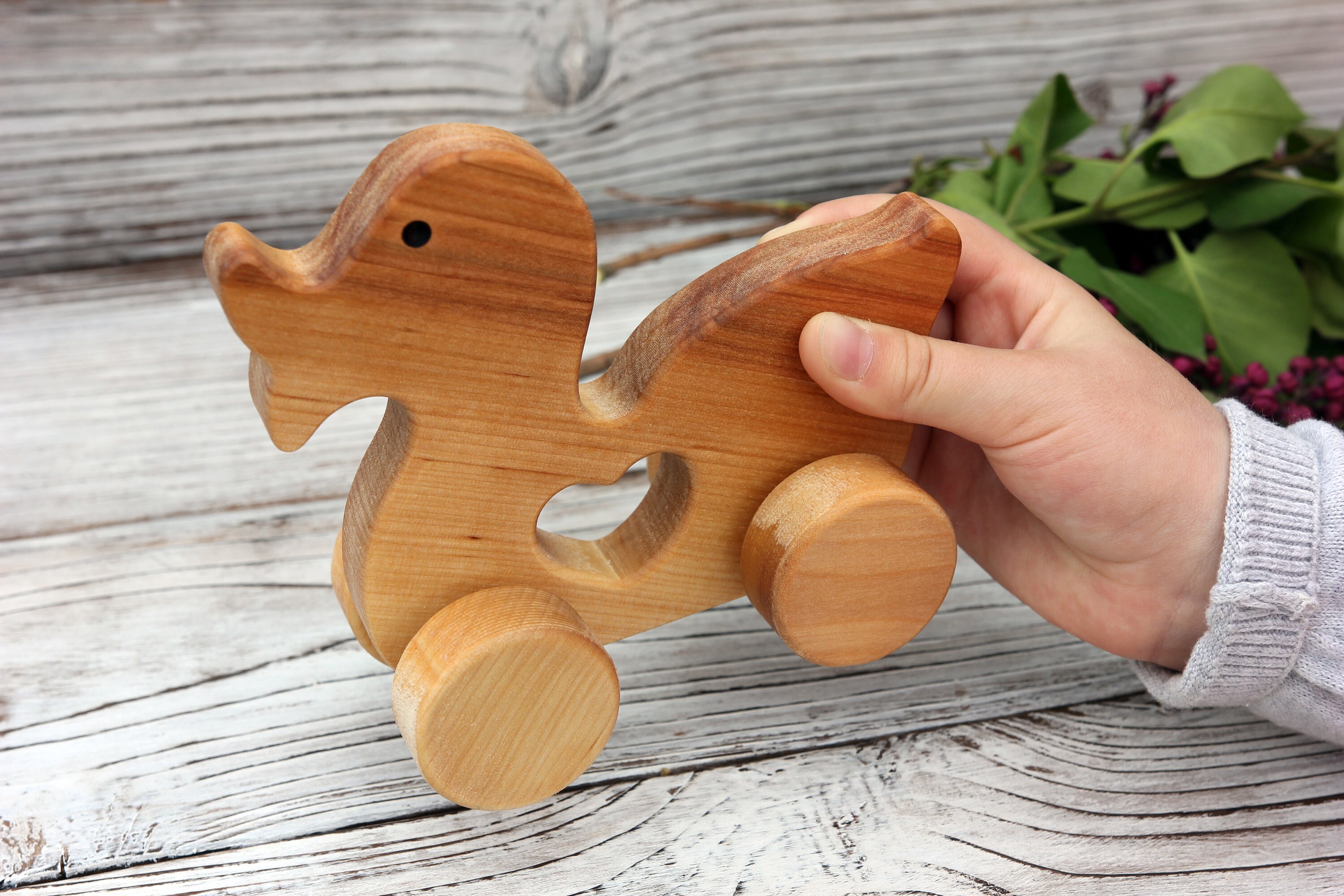 Duck Push Toy. Wooden duck pull toys. Organic Wooden Baby Toy. Etsy