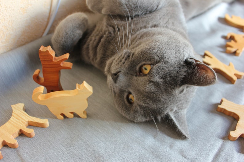 Stack the Cats Wooden Cat Pile Game Cat tower Wood Game Etsy