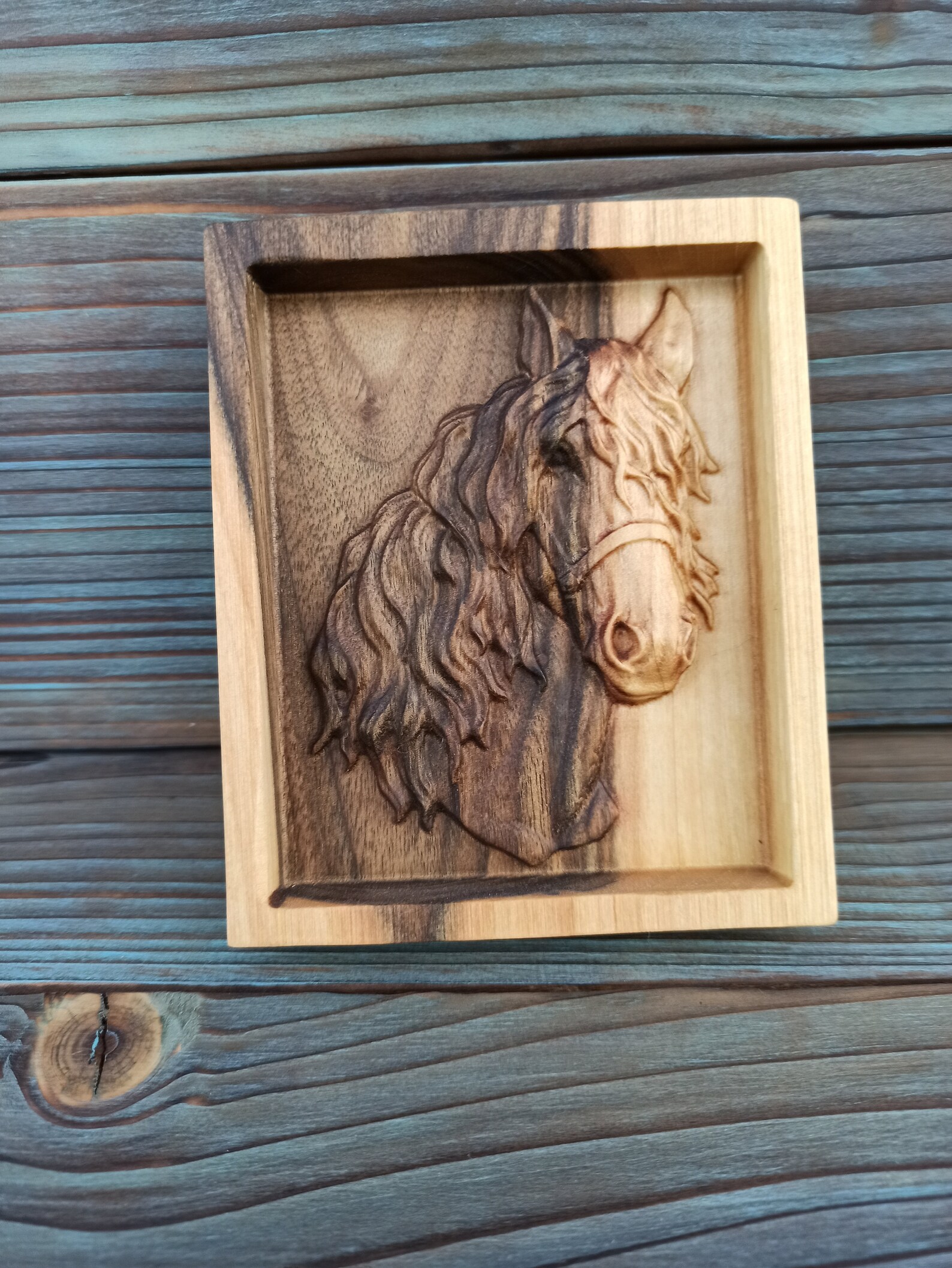 Wooden Horse Head Relief Horse Head Wooden Painting of a Etsy