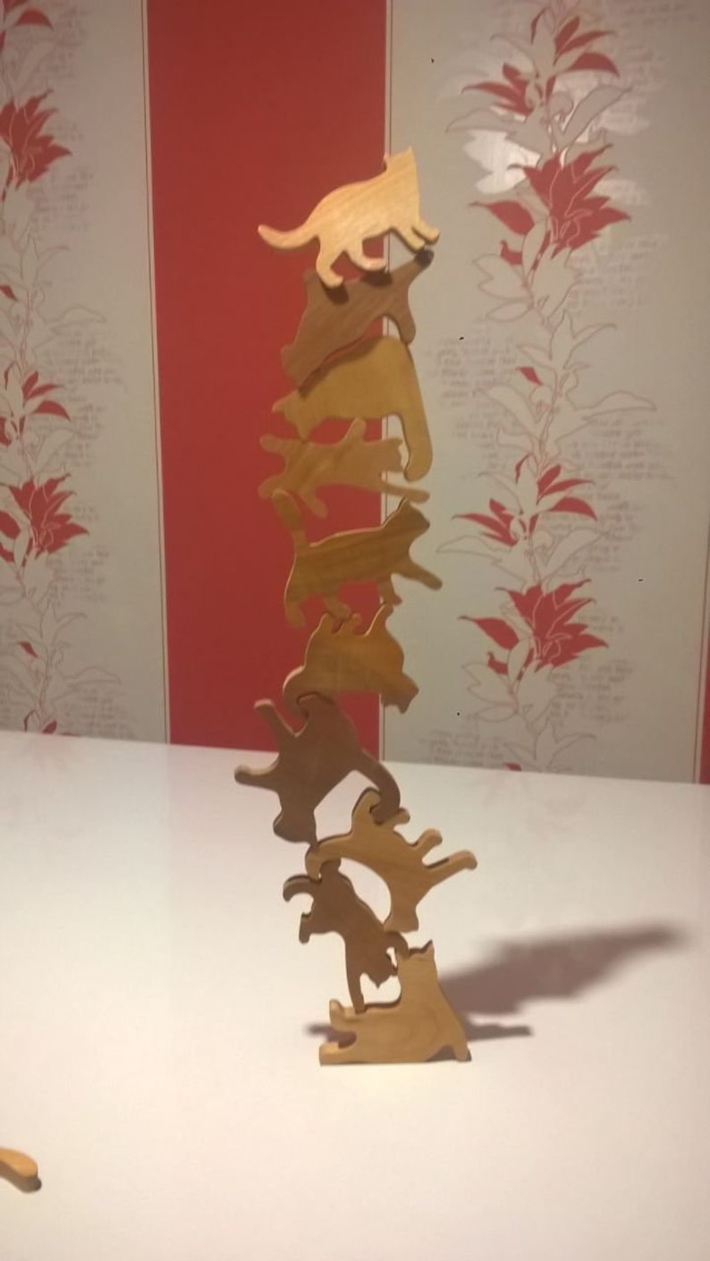 Wooden Cat Stack Wooden Cat Pile Game 12 Pieces in a Set Etsy UK