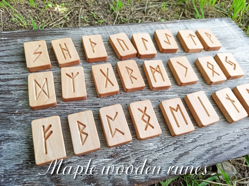 Maple&oak Wooden Runes Wood Rune Set 241 Rune Stones Etsy