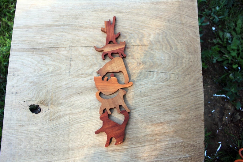 Wooden Cat Stack Wooden Cat Pile Game 12 Pieces in a Set Etsy