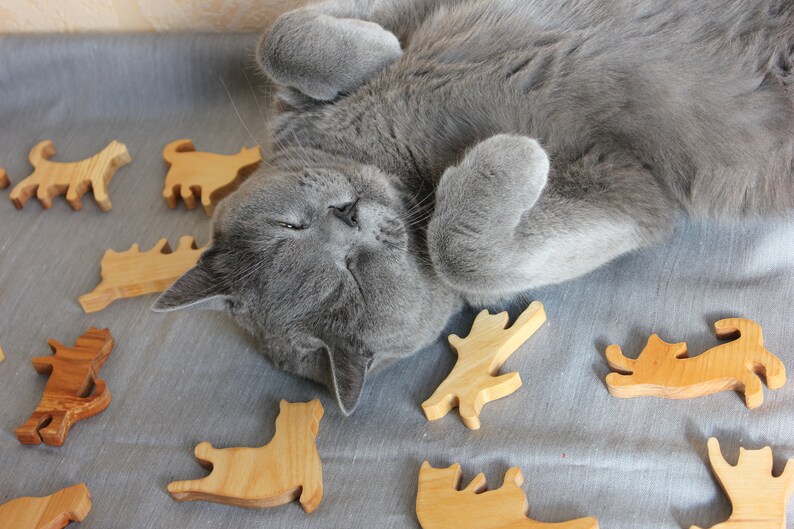Wooden Cat Stack Wooden Cat Pile Game 12 Pieces in a Set Etsy