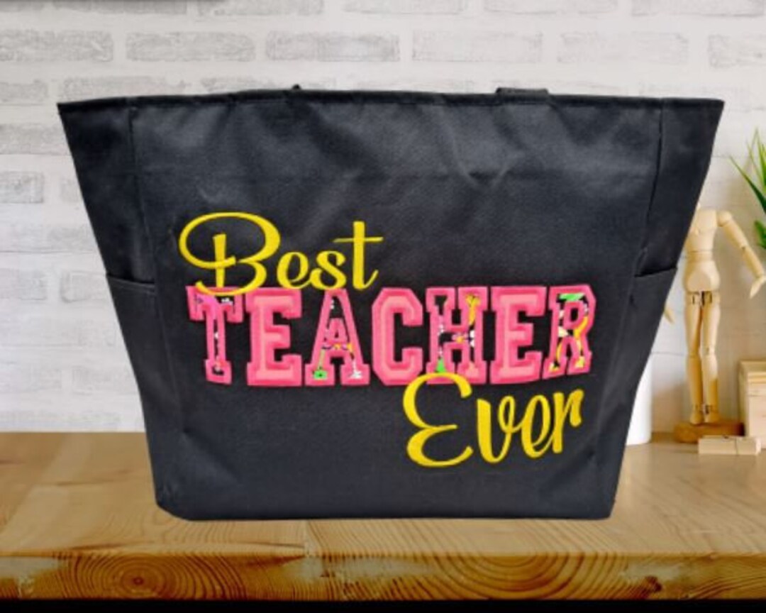 Best Teacher Tote Bag, Teacher Gift, Personalized, Embroidered, Best