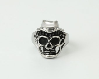 Stainless steel ring// skull ring //Men's Statement Ring Mothers day gift