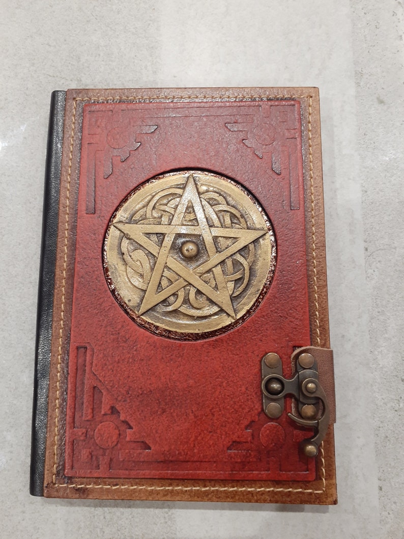Handmade Leather Pagan Journal Book of Shadows A5 WICCA PENTAGRAM Refillable Handmade Leather Pagan Journal Book of Shadows A5 WICCA PENTAGRAM Refillable