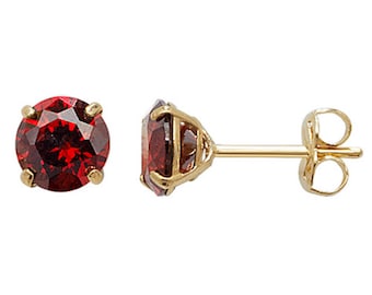 Birthstone earrings .9 ct yellow gold Birthstone earrings .Birthstone studs/July birthstone Ruby gift.5mm studs