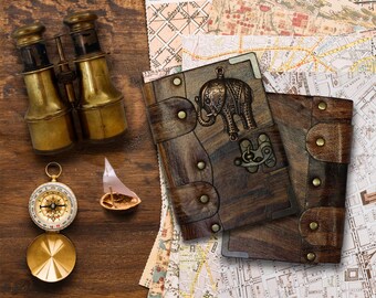 Large Leather Elephant Journal Notebook Notepad Diary Sketch Book Christmas Birthday Unisex Gift  Mothers day gift