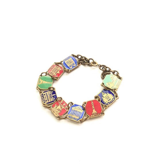 Vintage ‘30s Paris souvenir brass bracelet