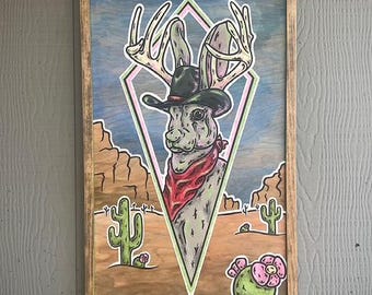Neon Jackalope Painting