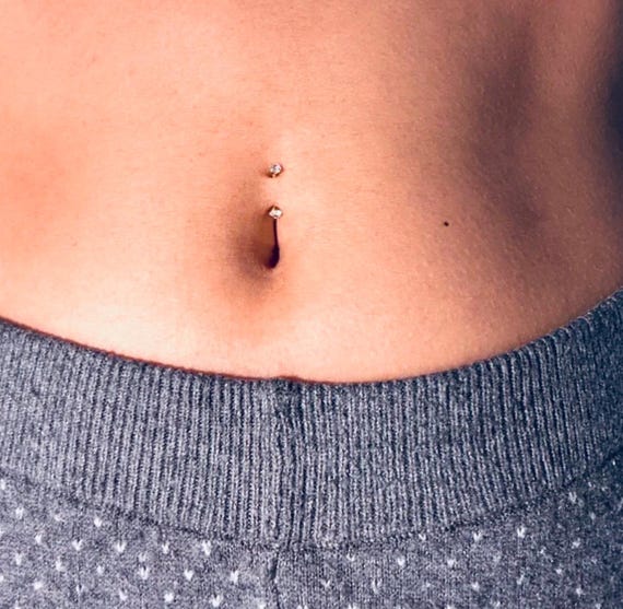 Dainty Cubic Zirconia Belly Ring: Classy Minimalist Custom Navel Jewelry