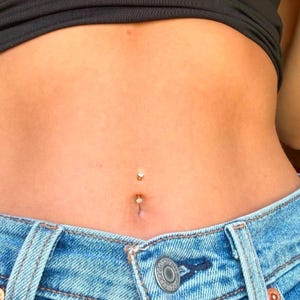 Dainty Cubic Zirconia Belly Ring: 14G Minimalist Navel Jewelry