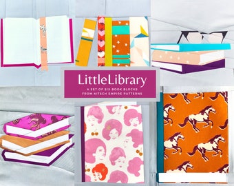 Little Library Set of Six Paper Pieced Book Quilt Pattern Blocks