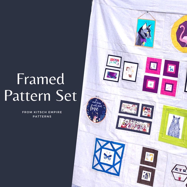Framed Set of Paper Pieced Quilt Block Patterns