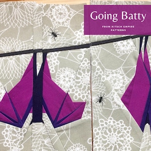 Going Batty Paper Pieced Halloween Quilt Pattern Block From The Pennant Parade Series