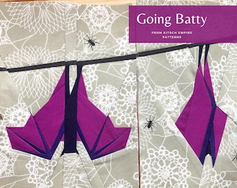 Going Batty Paper Pieced Halloween Quilt Pattern Block From The Pennant Parade Series