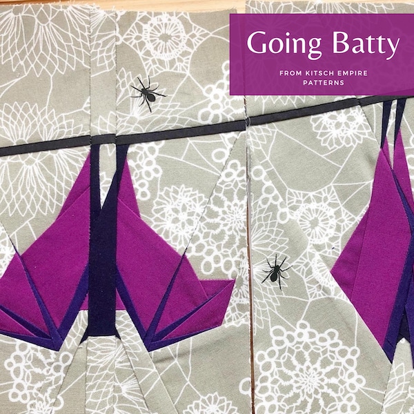 Going Batty Paper Pieced Halloween Quilt Pattern Block From The Pennant Parade Series