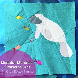 Modular Manatee Paperpieced Quilt Block Pattern