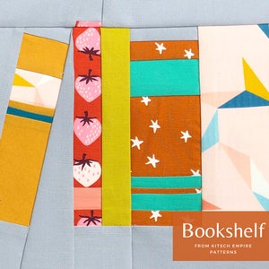 Bücherregal Papierstück Quilt Blockmuster