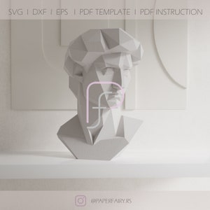 Modello decorativo busto di David in carta 3D / Busto di David, scultura decorativa artistica per la casa o il salone