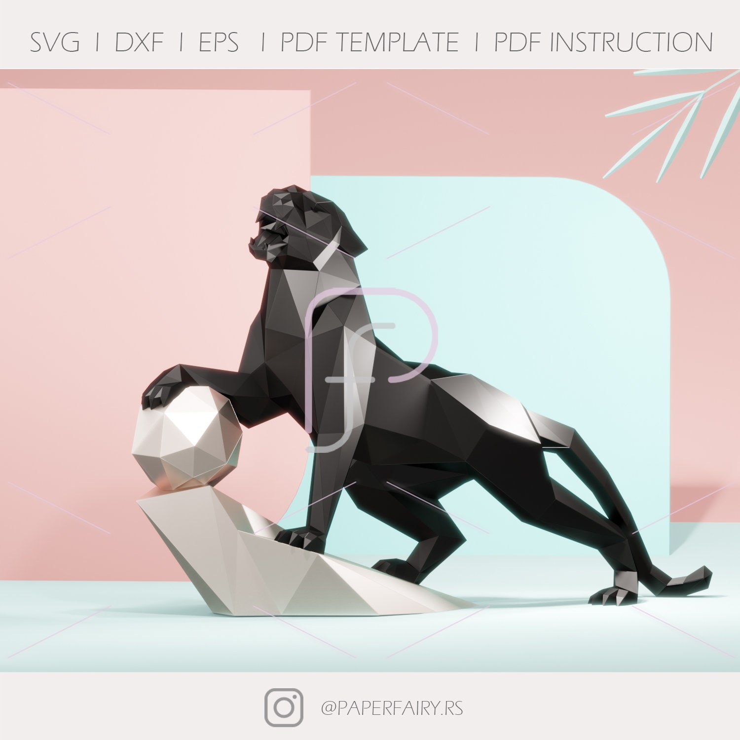 Geometric Panther Figurine - Exquisite Decor Item – Sage & Sill