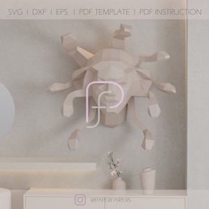 Medusa Low Poly ,3d papercraft, Medusa Papercraft, Template, Low Poly DIY, DIY Paper 3D Art