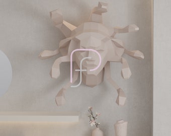Medusa Low Poly ,3d papercraft, Medusa Papercraft, Template, Low Poly DIY, DIY Paper 3D Art