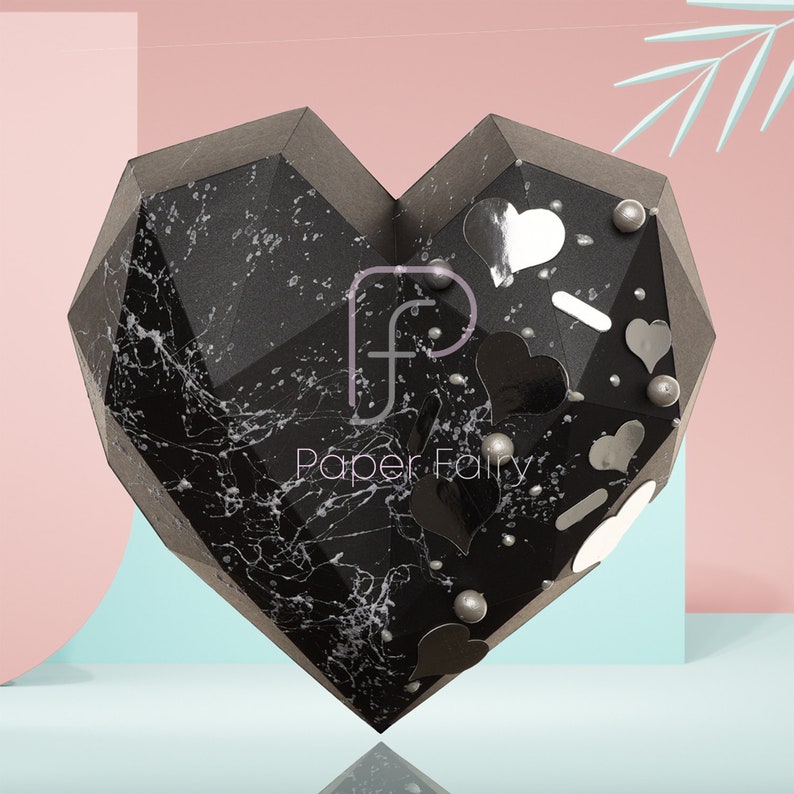 Papercraft Heart Box Template | Low Poly Heart Box Art Decor Sculpture ...