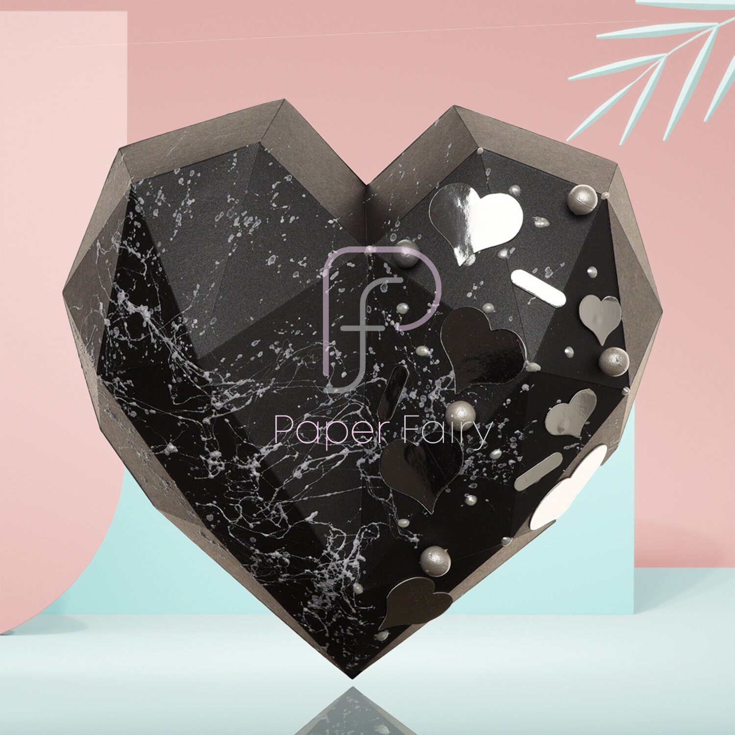 Papercraft Heart Box Template | Low Poly Heart Box Art Decor Sculpture ...