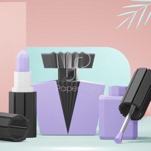 Papercraft Makeup Set Template ,3 Designs Low Poly Art Decor Sculpture ...
