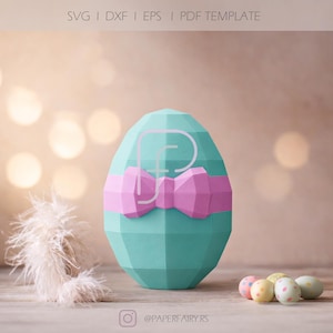 Plantilla de caja de huevos de papel de baja poli de 30 cm, papercraft 3D, huevo DIY