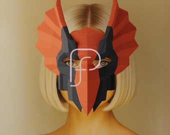 Dragon Mask Template: Polygonal Papercraft Costume (PDF Pattern)