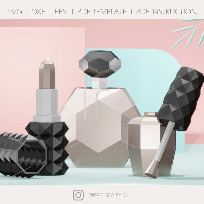Papercraft Makeup Set Template 3 Designs Low Poly Art Decor - Etsy