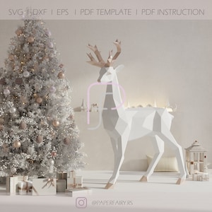 Scultura di cervo 3D Papercraft Low Poly, modello di carta fulvo 3D, decorazione di statua d'arte moderna caratterizzata da forme scultoree geometriche sfaccettate