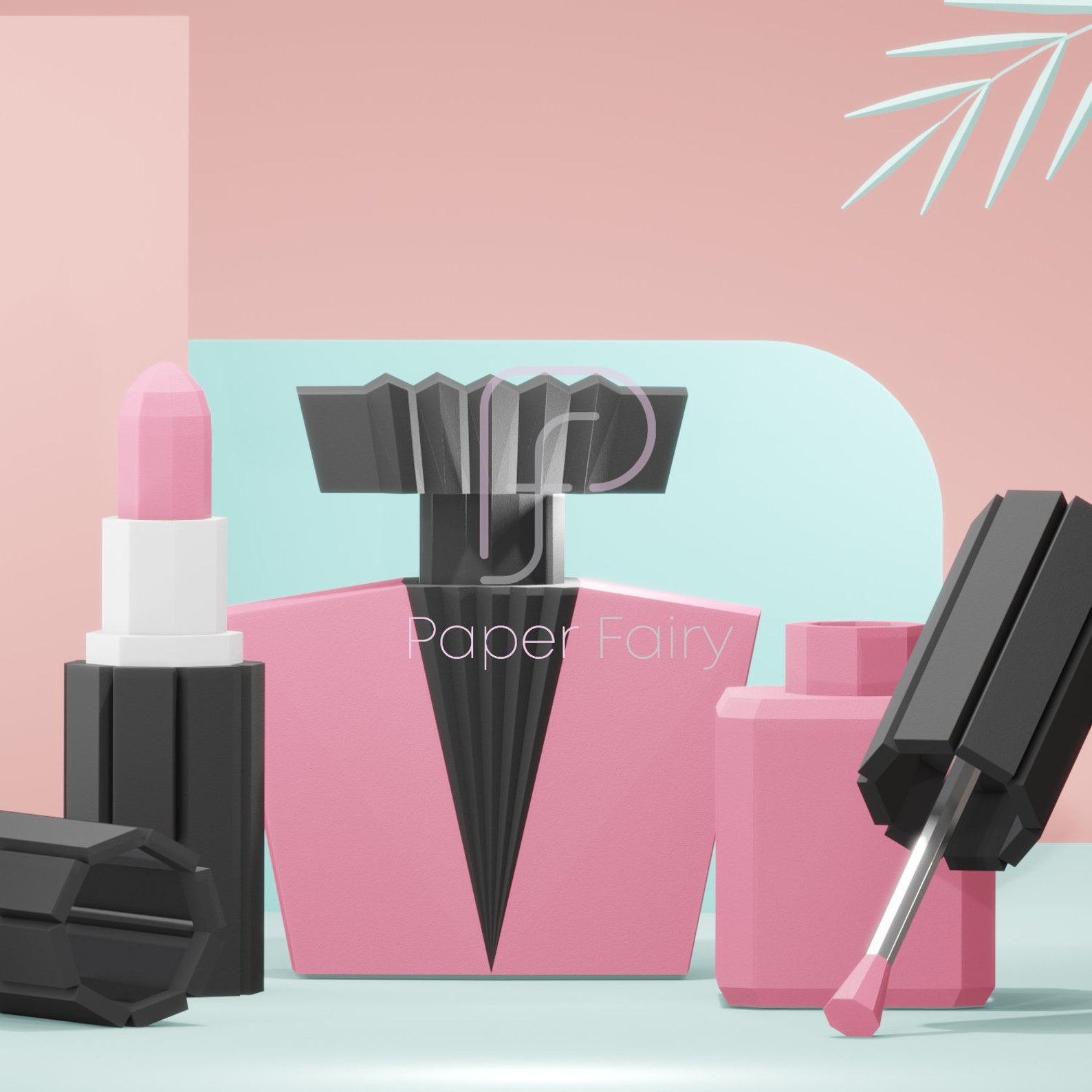 Papercraft Makeup Set Template 3 Designs Low Poly Art Decor Etsy