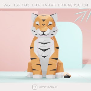 Low poly  Tiger 3d papercraft sculpture,Tiger 3D paper model