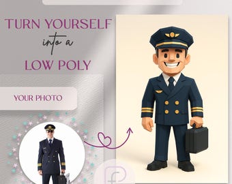 Custom Low Poly Portrait: 3D Cartoon Action Figure (Digital Download)