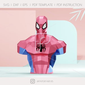 Spiderman Bust: Low Poly Papercraft Sculpture (PDF Pattern)