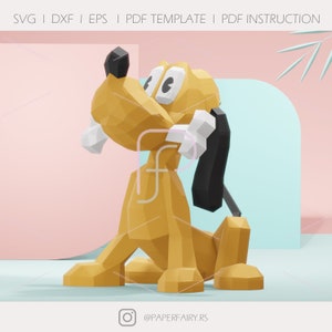 Rzeźba z papieru 3D z kreskówki pieska, model 3D psa z papieru