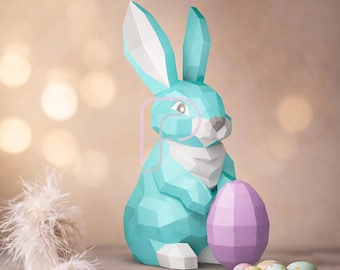 Low Poly Rabbit Papercraft: 3D Easter Bunny Template (PDF, SVG)